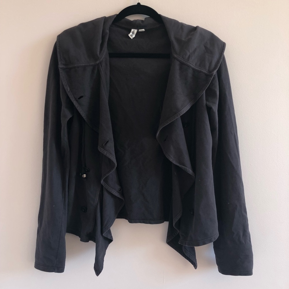 Charcoal gray hoodie with ruffles